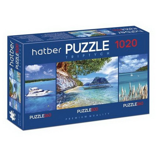 Пазл Hatber Premium Яхты набор 260+500+260 элементов А2ф TRIPTYCH 3 картинки в 1 коробке Т1020ПЗ2-19139