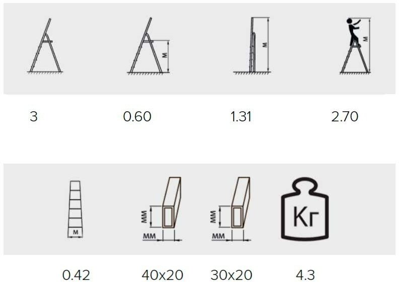 Стремянка Alumet сталь/алюминий 3ступ. H2.7м макс.нагр.:150кг - фото №2