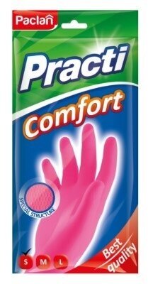 PACLAN PRACTI Comfort Перчатки резиновые, размер (S) розовые, 1 пара