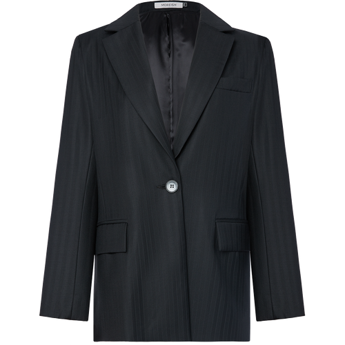 Пиджак MOREISH, средней длины, силуэт свободный, размер L, черный