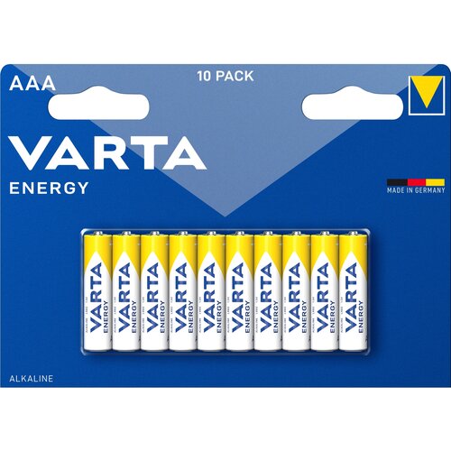 Батарейка VARTA ENERGY AAA, в упаковке: 10 шт. батарейка aaа щелочная duracell lr3 20 10 2 bl basic отрывные