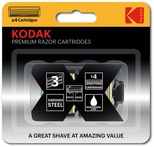 Сменные кассеты для бритья Kodak Premium Razor 3 лезвия 4 штуки, 4шт