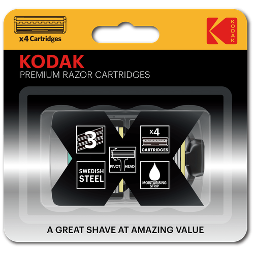 Сменные кассеты для бритья Kodak Premium Razor 3 лезвия 4 штуки, 4шт