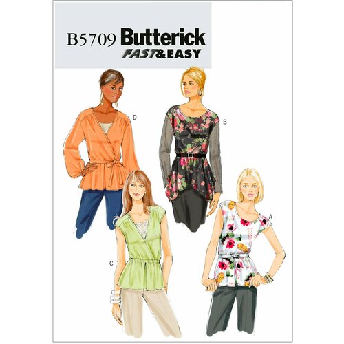 Выкройка BUTTERICK №5709 Топ, блузон с поясом выкройка butterick 6562 топ на бретелях