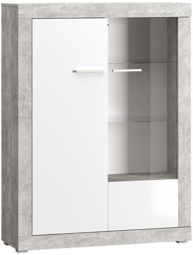 Шкаф комбинированный Hoff Мартин, цвет белый глянец, ателье светлый