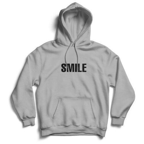 фото Толстовка естьнюанс с надписью «smile» серая, размер 2xl