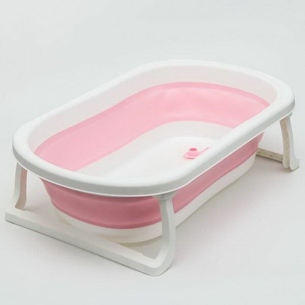 Ванночка детская складная со сливом, 75 см, цвет розовый
