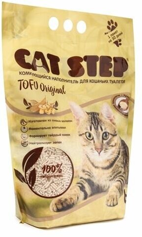 Наполнитель для кошачьих туалетов Cat Step Tofu Original, растительный комкующийся, 6л