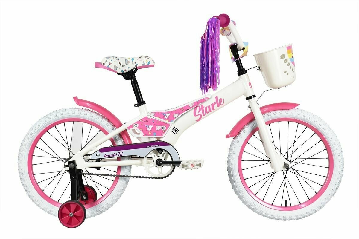 Велосипед Stark Tanuki 18 Girl (2023) one size белый/фиолетовый