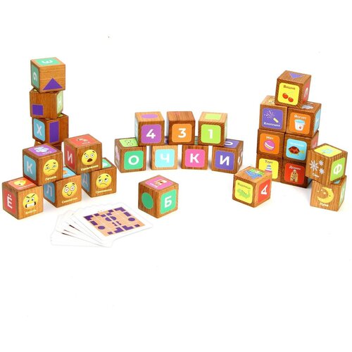 Меганабор деревянных кубиков с печатью, 30 шт. д156а буквы и цифры набор из 12 кубиков лазерная гравировка