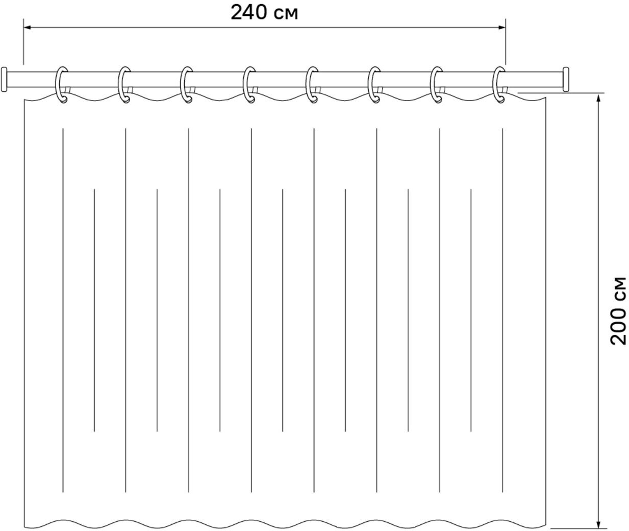 Штора для ванной комнаты, 200*240 см, полиэстер, IDDIS, бежевый, 230P24RI11