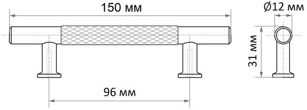 Ручка-рейлинг CAPPIO, d=12 мм, м/о 96 мм, цвет золото - фотография № 10