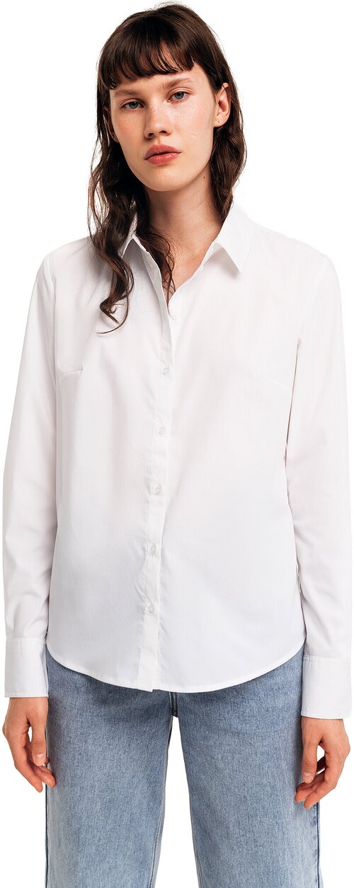 Блуза  Befree, повседневный стиль, полуприлегающий силуэт, длинный рукав, манжеты, размер XS INT, белый