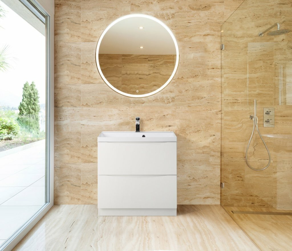 Мебель для ванной комнаты BELBAGNO MARINO-700 напольная, Bianco Lucido - фотография № 1