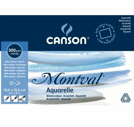 Canson Блок для акварели "Montval" 300г/м2 10.5x15.5см 12л склейка