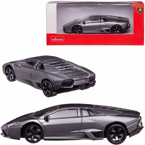 Машина металлическая Rastar масштаб 1:43, Lamborghini REVENTON, цвет серый (34900GR) bburago 1 32 lamborghini reventon simulation alloy car model plexiglass dustproof display base package collecting gifts