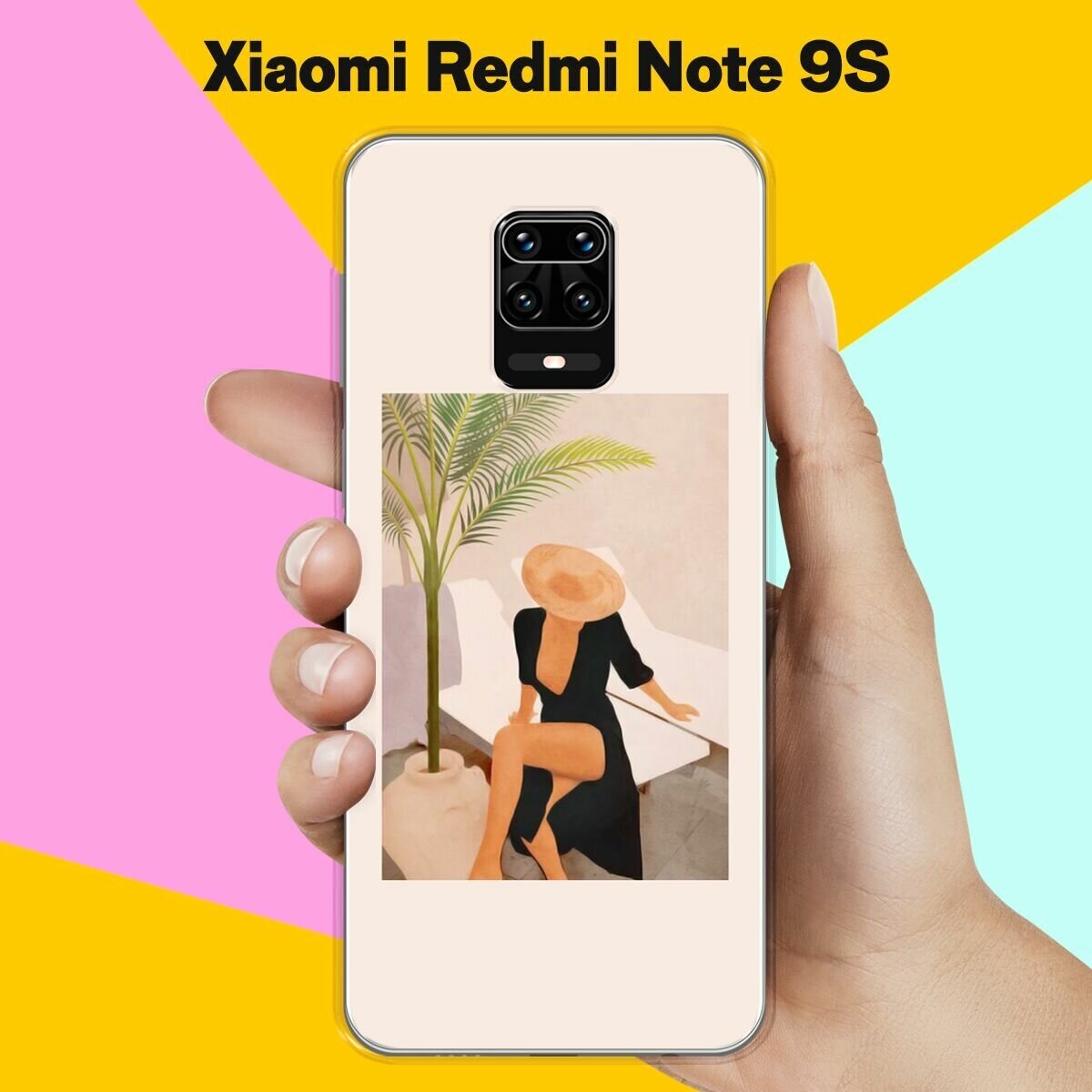 Силиконовый чехол на Xiaomi Redmi Note 9S Девушка в черном / для Сяоми Редми Ноут 9С