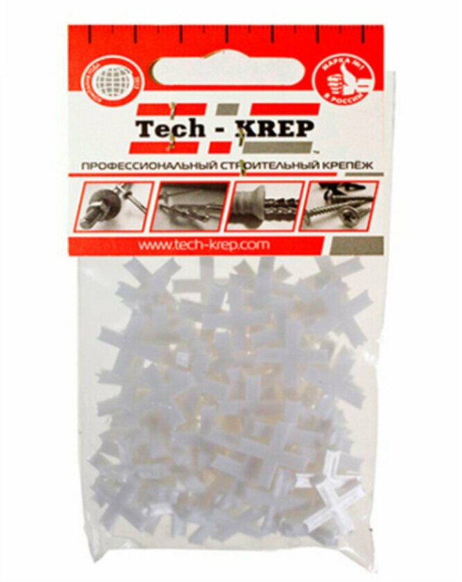 Крестики для плитки 4 мм 100 шт TECH-KREP пакет Tech-Krep