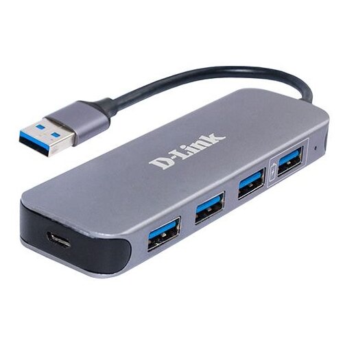 USB-концентратор D-Link DUB-1340/D1A, разъемов: 4, темно-серый d link dub h7 e1a концентратор с 7 портами usb 2 0 1 порт с поддержкой режима быстрой зарядки