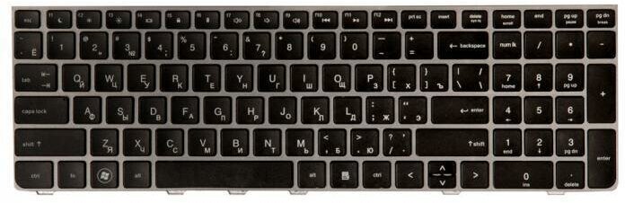 Клавиатура для ноутбука HP Probook 4530S 4535S 4730S чёрная c серой рамкой (9Z. N6MSV.00R)