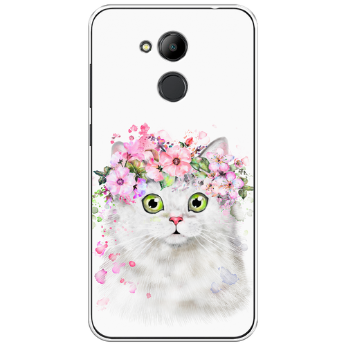 Силиконовый чехол на Honor 6C Pro / Хонор 6С Про Белая кошка с цветами силиконовый чехол на honor 80 pro хонор 80 про белая кошка с цветами