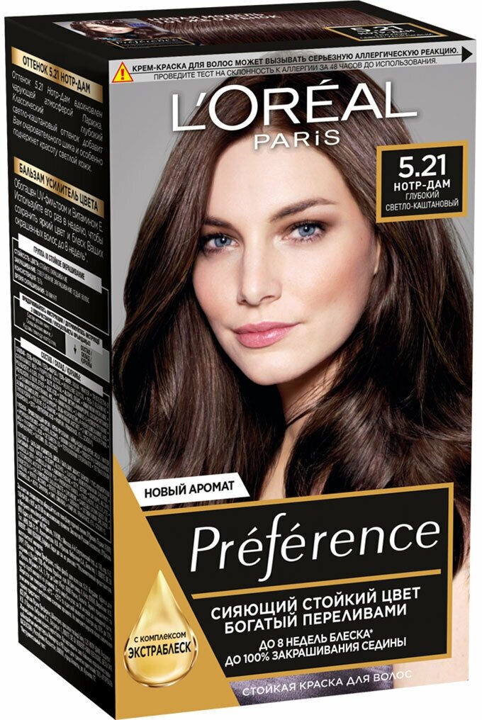 L'Oreal Paris Preference Крем-краска, тон 5.21 Нотр-Дам, глубокий светло-каштановый