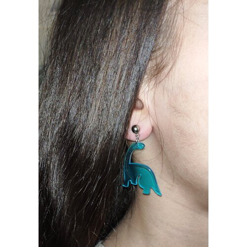 Серьги с подвесками , пластик, размер/диаметр 35 мм, голубой