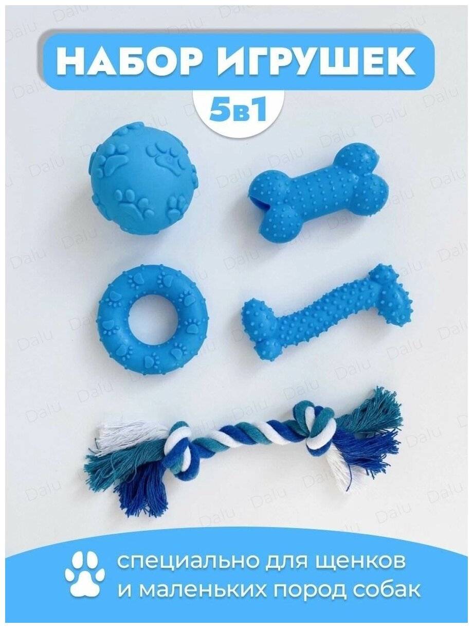 Резиновые игрушки для собак, набор 5в1 - фотография № 1