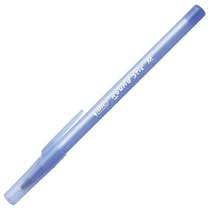Ручка шариковая BIC Round Stic Classic, узел 1.0 мм, среднее письмо, чернила синие, одноразовая, тонированный голубой корпус(60 шт.)
