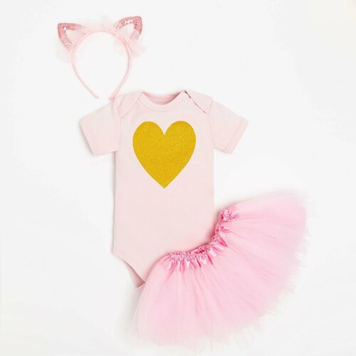 фото Комплект одежды крошка я для девочек, юбка и боди, повседневный стиль, размер 48, розовый