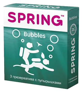Презервативы Spring Bubbles, с точечной поверхностью, латекс, 17,5 см, 3 шт