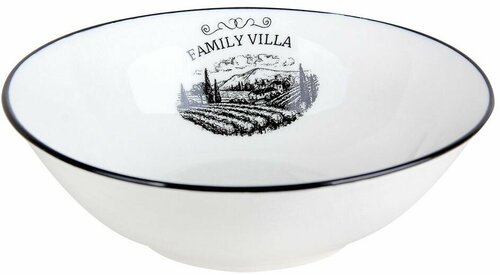 Набор тарелок глубоких круглых белых с Декором Family Villa 15 см 350 6 штук керамика