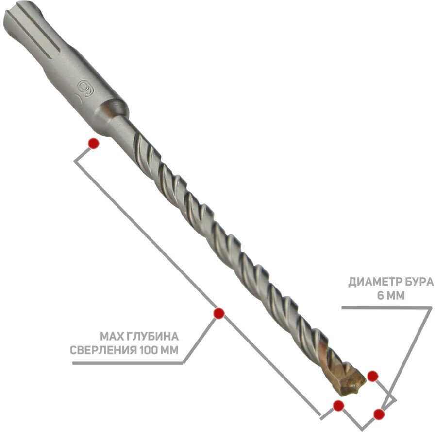 Бур D. BOR 2C Plus SDS-plus 6x100/160 мм (арт. 240483)