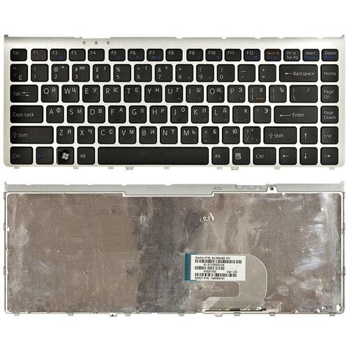 Клавиатура для ноутбука Sony Vaio VGN-FW390JAS черная с серебристой рамкой 1290₽