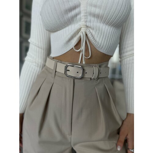 фото Ремень beautiful birds, размер 110, бежевый, белый