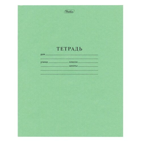 Тетрадь зелёная обложка 12 листов HATBER, офсет, косая линия с полями, 12Т5D, T52440 - 10 шт.