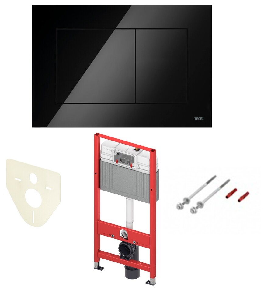 Инсталляция TECEbase 2.0 в комплекте с черной глянцевой пластиковой панелью (кнопкой) смыва TECEnow, K440403