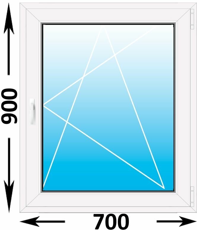 Пластиковое окно MELKE Lite 60 одностворчатое 700x900, с двухкамерным стеклопакетом (ширина Х высота) (700Х900)
