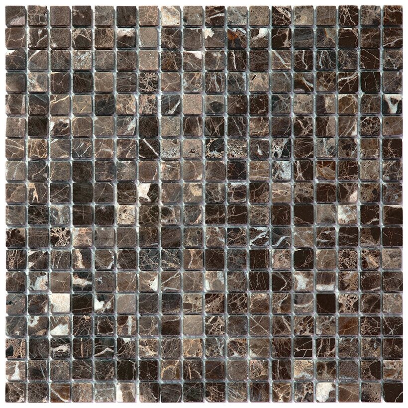 Мозаика из мрамора Natural Mosaic 4M022-15T-(Emperador-Dark) 4 мм коричневый темный квадрат матовый - фотография № 1