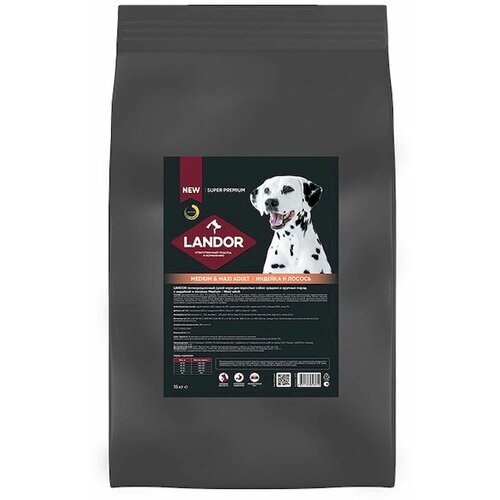 Сухой корм Landor Adult Dog для взрослых собак cредних и крупных пород c индейкой и лососем 15 кг