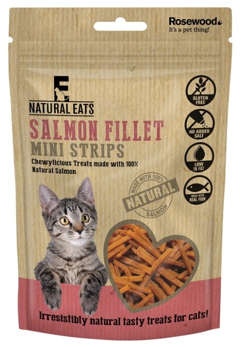 Лакомство для кошек ROSEWOOD NATURAL EATS " Филе лосося", соломка, 50гр - фотография № 3