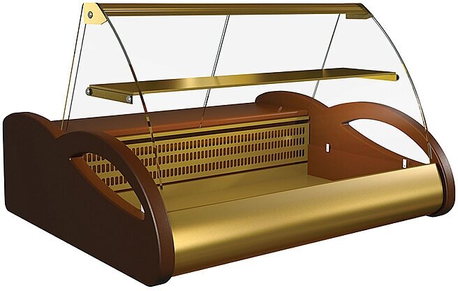 Витрина холодильная A87 SM 1,0-1 (ВХС-1,0 Арго) (ВХС-1,0 Арго Люкс 0012-1036 (бок корич, декор зол)) Полюс 1801243p.1564