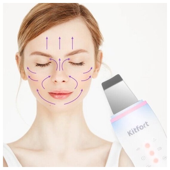 Аппарат для ультразвуковой чистки лица kitfort КТ-3120-1 бело-розовый - фотография № 10