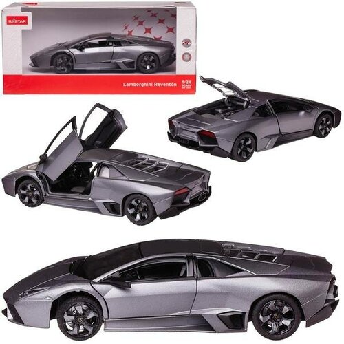 Машина металлическая 1:24 scale Lamborghini REVENTON, цвет серый, двери и багажник открываются