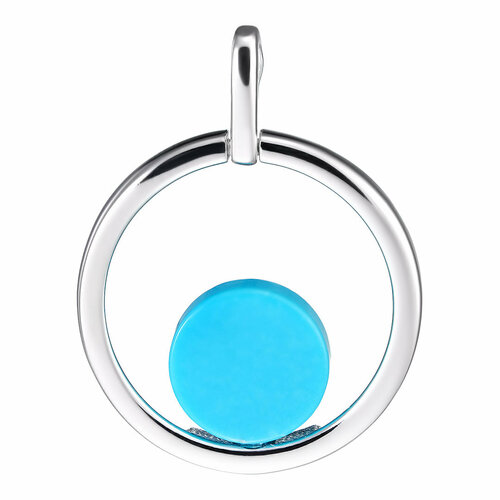 фото Подвеска uvi, серебро, 925 проба, родирование, бирюза, размер 2.8 см.