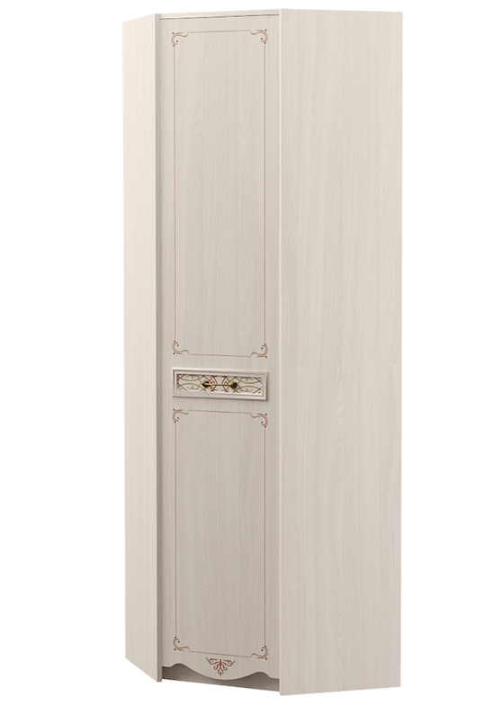 Шкаф угловой Флоренция 13.123 с полками и штангой размер 706/706х2103 цвет ясень анкор светлый