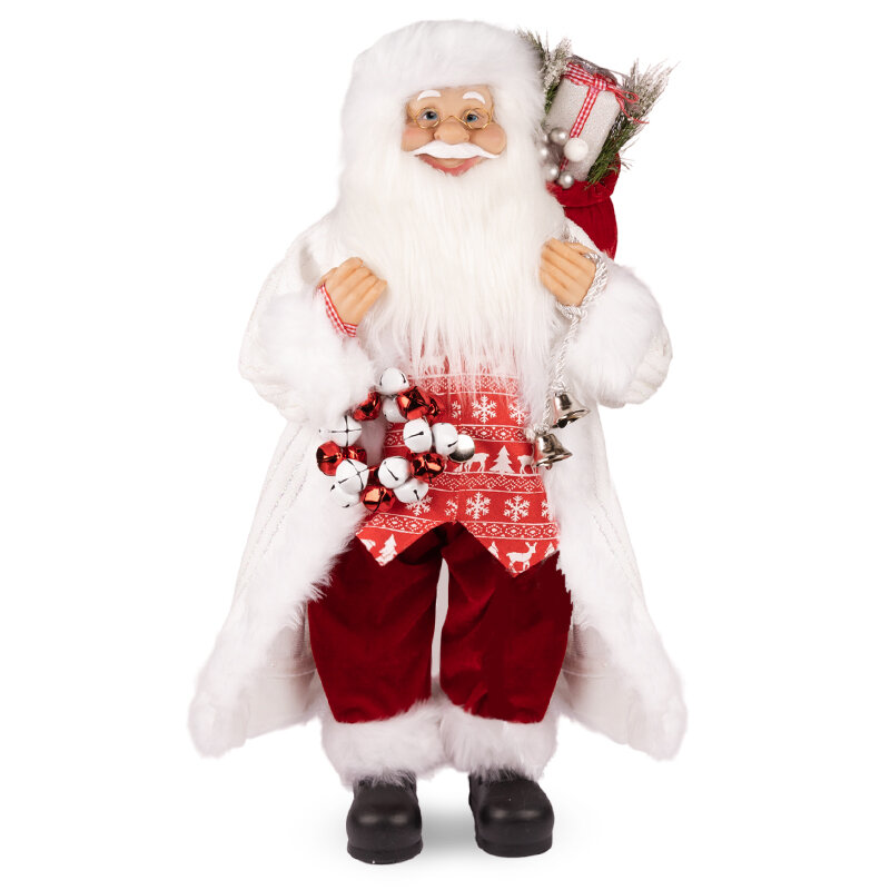 Дед Мороз MAXITOYS, в Длинной Белой Шубке и Красной Жилетке, 60 см (MT-150323-2-60)