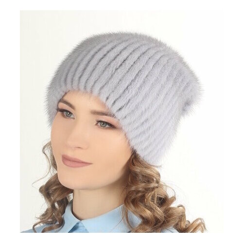 фото Шапка меховой век, размер 54-59, голубой