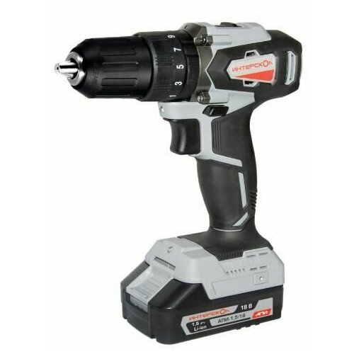 Дрель-шуруповерт аккумуляторная ИНТЕРСКОЛ ДАУ-1318ВК 45 Li-ion АПИ ударная бесщёточная кейс 2 акк15Ач 45Нм ЗУ 1072000₽