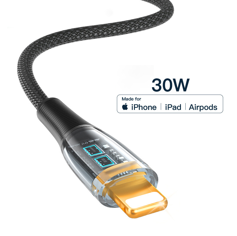 Кабель PALMEXX USB-A to Lightning, PD 30W, длина 1.2м, голубой — фото 1
